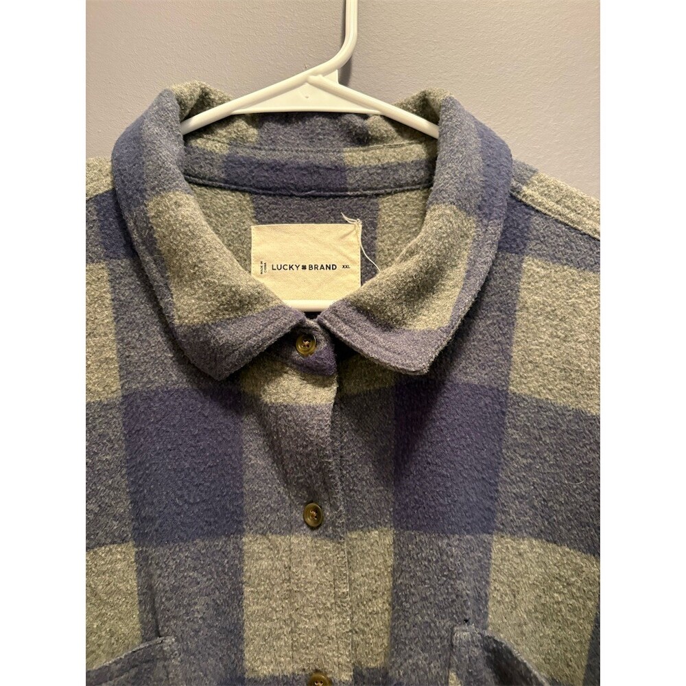 Lucky Brand Men's Plaid Button-Front Shirt Jacket Blue/Gray Size XXL - Picture 3 of 9